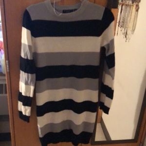 Brace soul mini striped sweater dress. size small. Grey black and white